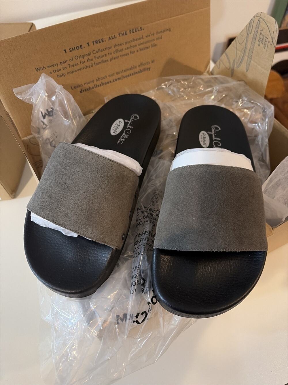Woman's Sandals Dr. Scholl's Pisces Grey Original Collection 7M, leather upper